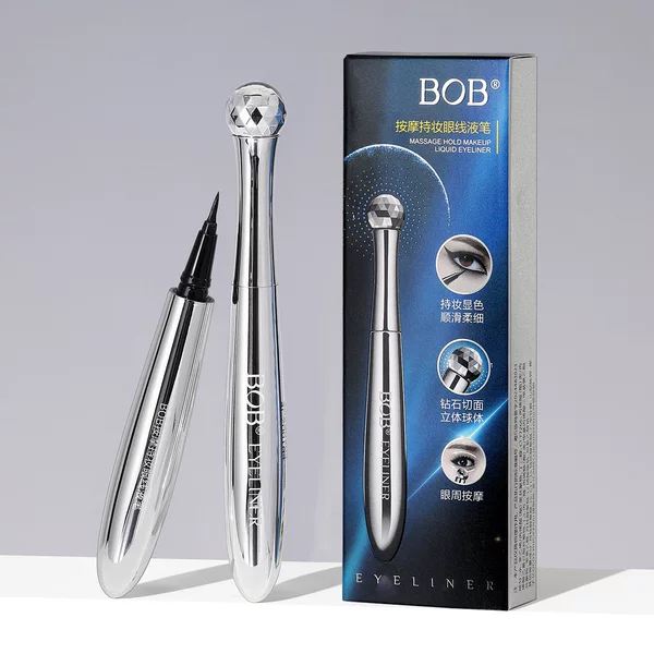 Makeup Bob Massage Long-Lasting Eyeliner Pen for Female Beginners, Long-Lasting, Waterproof, Sweat-Proof, Non-Smudged Hard-Tip Eyeliner Pen
