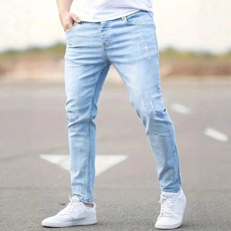 Productos transfronterizos cuidadosamente seleccionados, jeans elásticos estadounidenses para hombres, jeans ajustados de Amazon para hombres