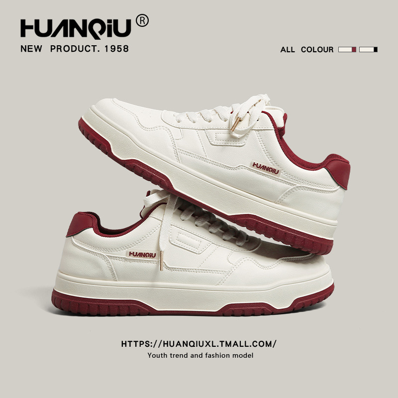 環球男靴2025春の新型の厚い底の白い靴の男の小さい大衆は韓国版のレジャーの板の靴の男を合わせます。