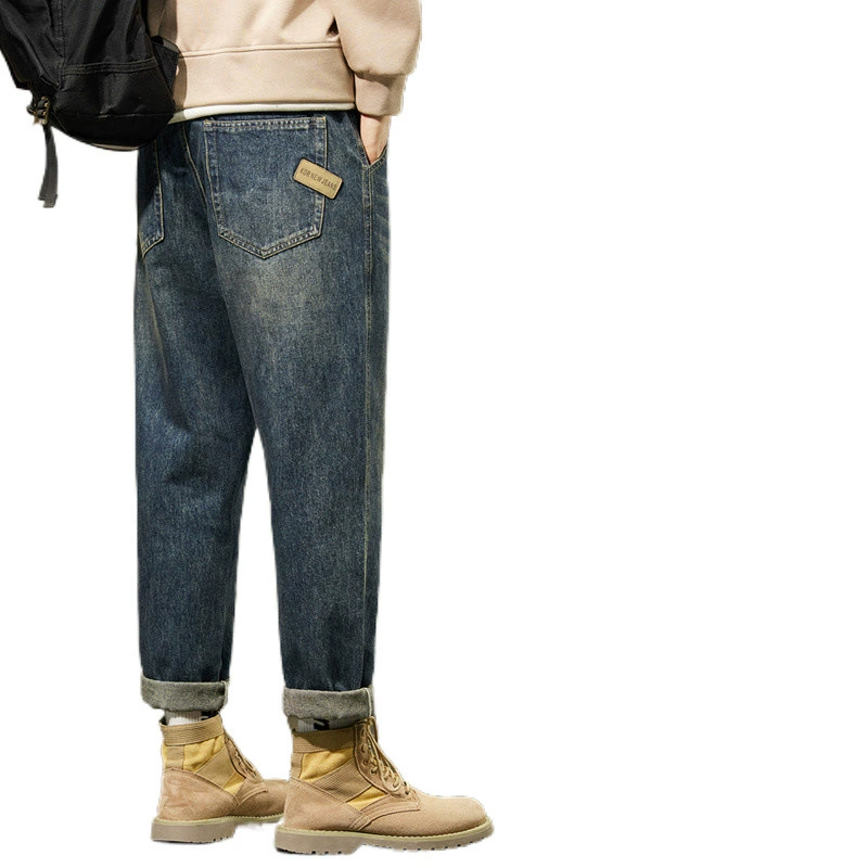 Флисовые тёплые джинсы, демисезонные тёплые повседневные брюки, свободный прямой крой, американский стиль