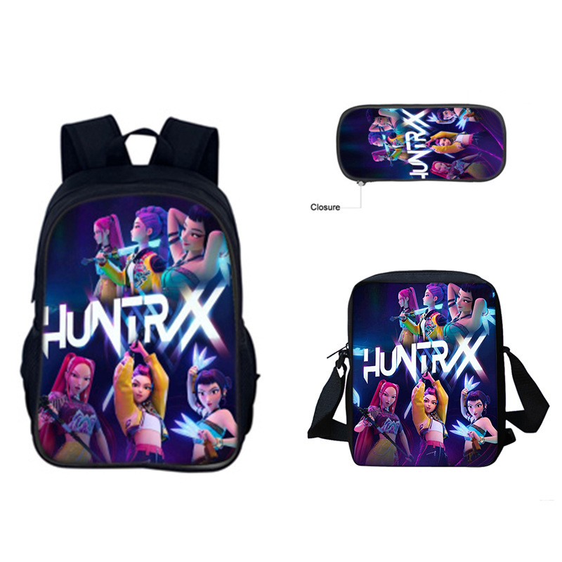 跨境新品Huntrix Kpop印花周边背包猎魔女团中小学生挎包笔袋套装|undefined