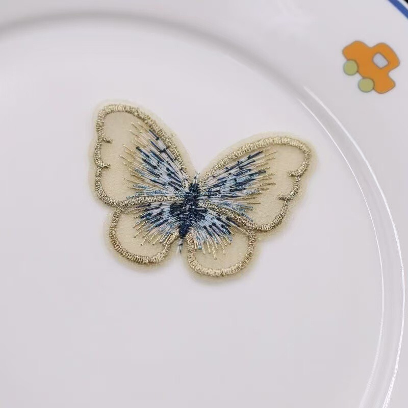 蕾丝欧根纱刺绣蝴蝶 diy手工头饰发夹配件服饰绣花发箍装饰材料|undefined