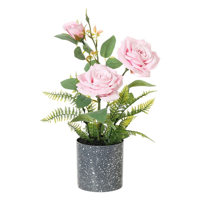 Flor Artificial estilo rural Rosa bonsai flor artificial decoración interior suministro directo de fábrica entrega de una pieza simulación de planta verde image 1