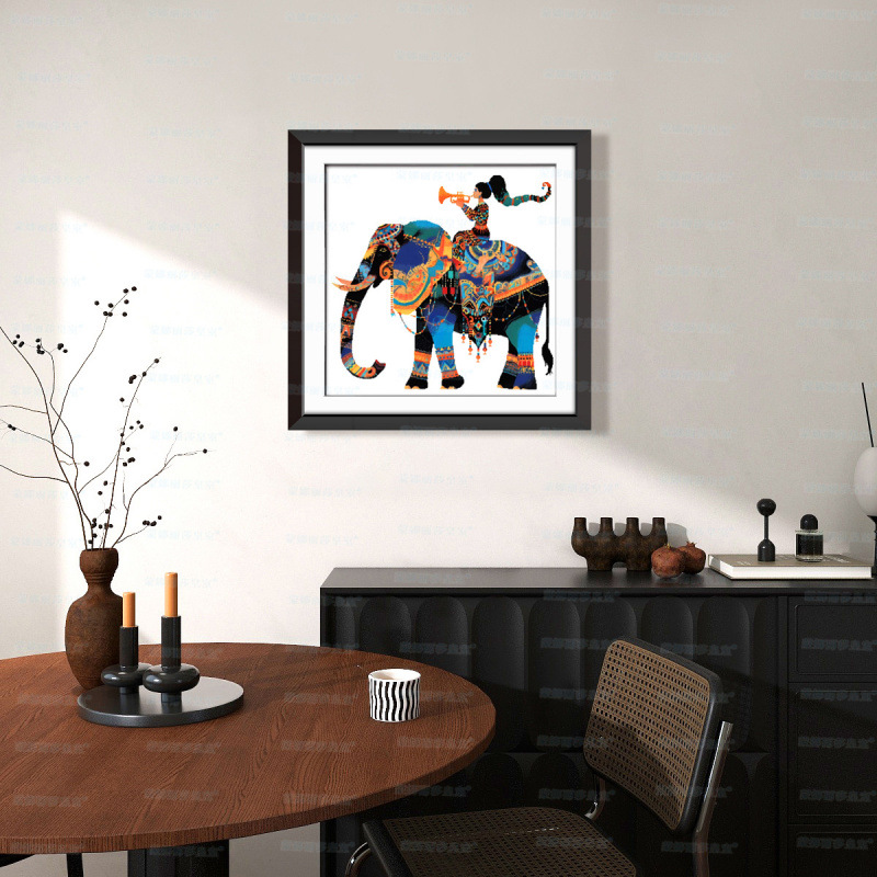 Mona Lisa Real bordado cruzado nuevo elefante lindo animal estilo nacional sala de estar decoración de entrada bordado a mano