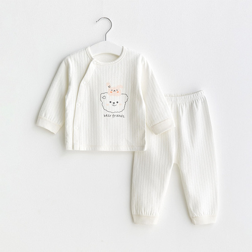 Baby autumn clothes and long trousers set, pure cotton boneless children's underwear, male and female baby spring and autumn warm suit home clothes