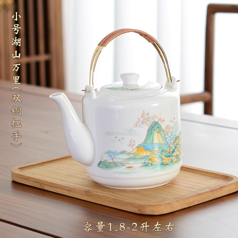 ティーポットセラミック家庭用ケトル大型コールドケトル高温耐性磁器ティーポット大容量コールド景徳鎮シングルポット磁器ティーポット|undefined
