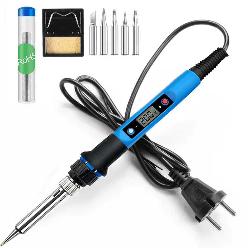 亚马逊爆款 80W数显带LED可调温电烙铁套装 家用焊锡电子维修工具
