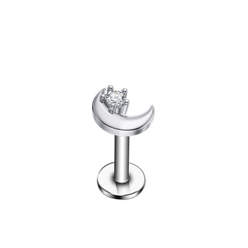 European and American piercing stainless steel AAA zircon lip nail ear cartilage nail 1.2*10 thread detachable simple trendy jewelry