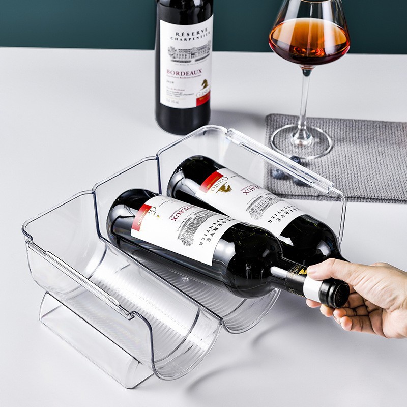 2/3 grid red wine rack stackable refrigerator storage box wine display rack wine transparent storage rack foreign trade