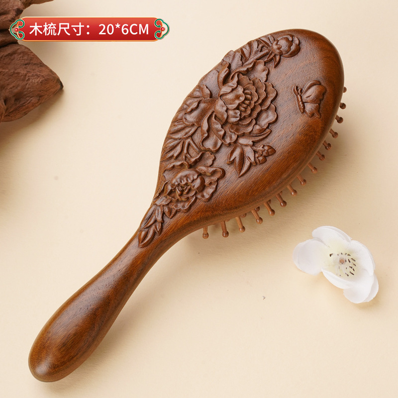 赤い檀木の彫刻の狐の気嚢の櫛のエアクッションの櫛のマッサージの頭皮の経絡の疎通のマッサージの櫛の家庭用檀木の櫛|undefined