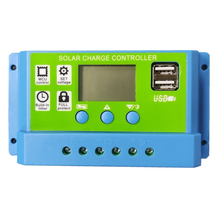 Controlador de Carga Solar 10A/20A/30A 12V/24V, Superficie Verde, para Sistema Fotovoltaico - Regulador de Panel Solar