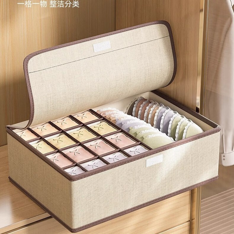 Three-In-One Drawer-Style Box with Lid for Dormitory Underwear Storage, Underwear and Socks Organizer Box for Home Use