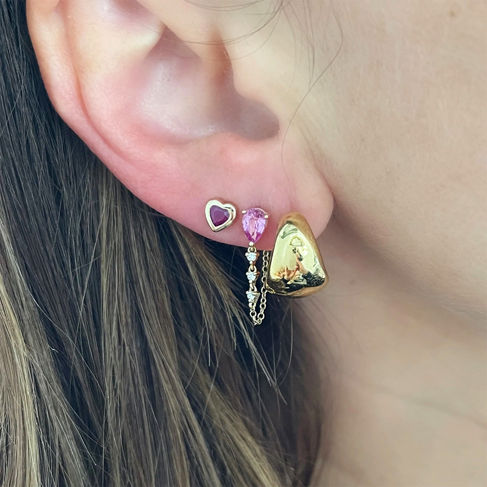 Fashion Water Droplets Heart Shape Sterling Silver Plating Zircon Drop Earrings 1 Pair