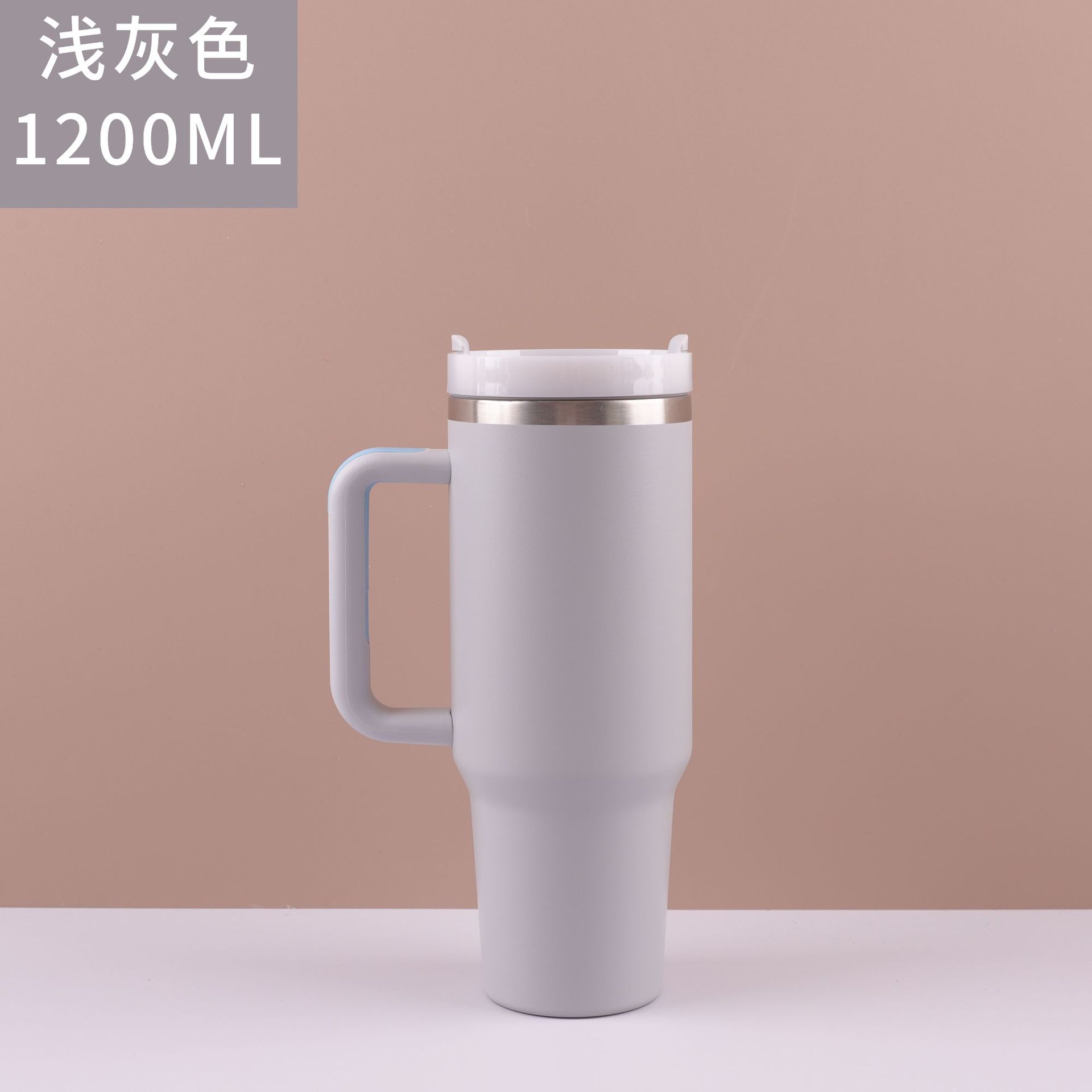 Transfronterizo 40oz mango de acero inoxidable taza de automóvil de doble capa con paja de alta capacidad de automóvil al aire libre taza de hielo portátil