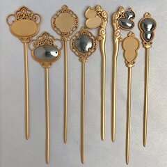 手工diy发簪底胚宋锦贴布艺发饰空托汉服发钗双面盖点翠手作