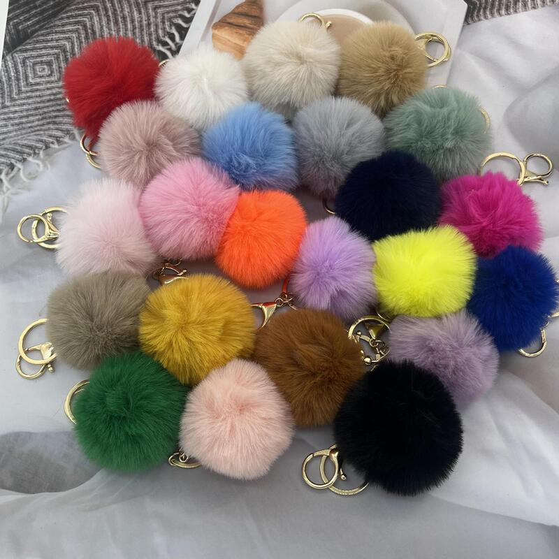 Factory imitation Rex rabbit fur ball pendant 6cm women's bag ornaments fur ball keychain shoes and hats clothing accessories wholesale Factory imitation Rex rabbit fur ball pendant 6cm women's bag ornaments fur ball keychain shoes and hats clothing accessories wholesale