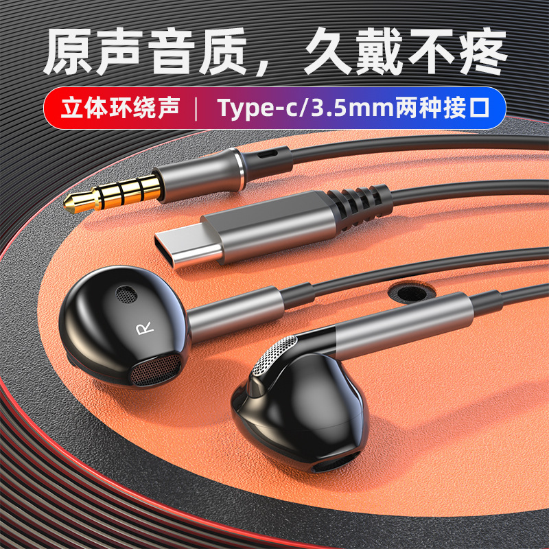 2026 New Model Private Design Type-C Digital Wired Karaoke High-Quality In-Ear Headphones with Cable for Mobile Phones