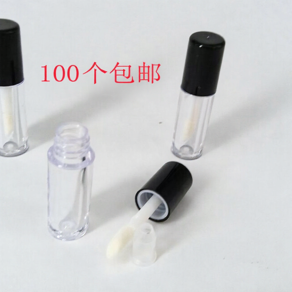 0.8mlDIY包材唇釉唇蜜膏高档液体口红空管塑料透明圆形黑盖唇彩管