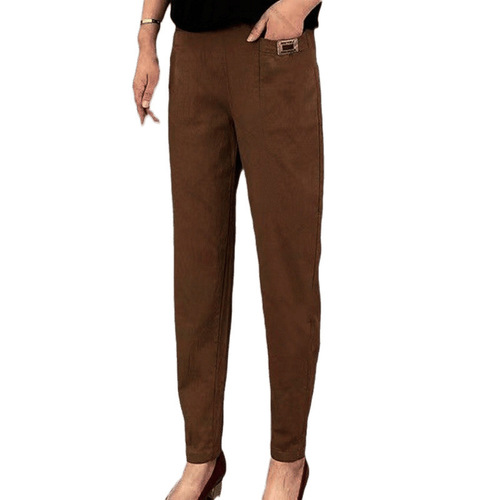 Women's elastic waist cotton pants spring and autumn new style Western-style casual loose large size middle-aged and elderly mother's harem pants