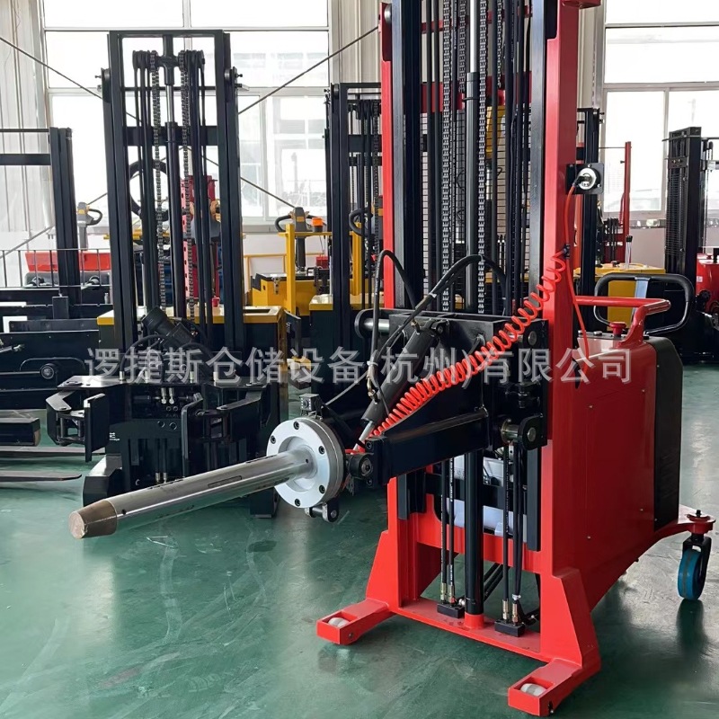 电动胀轴车纸卷薄膜上料车 电动涨轴车半自动气胀轴旋转堆高车