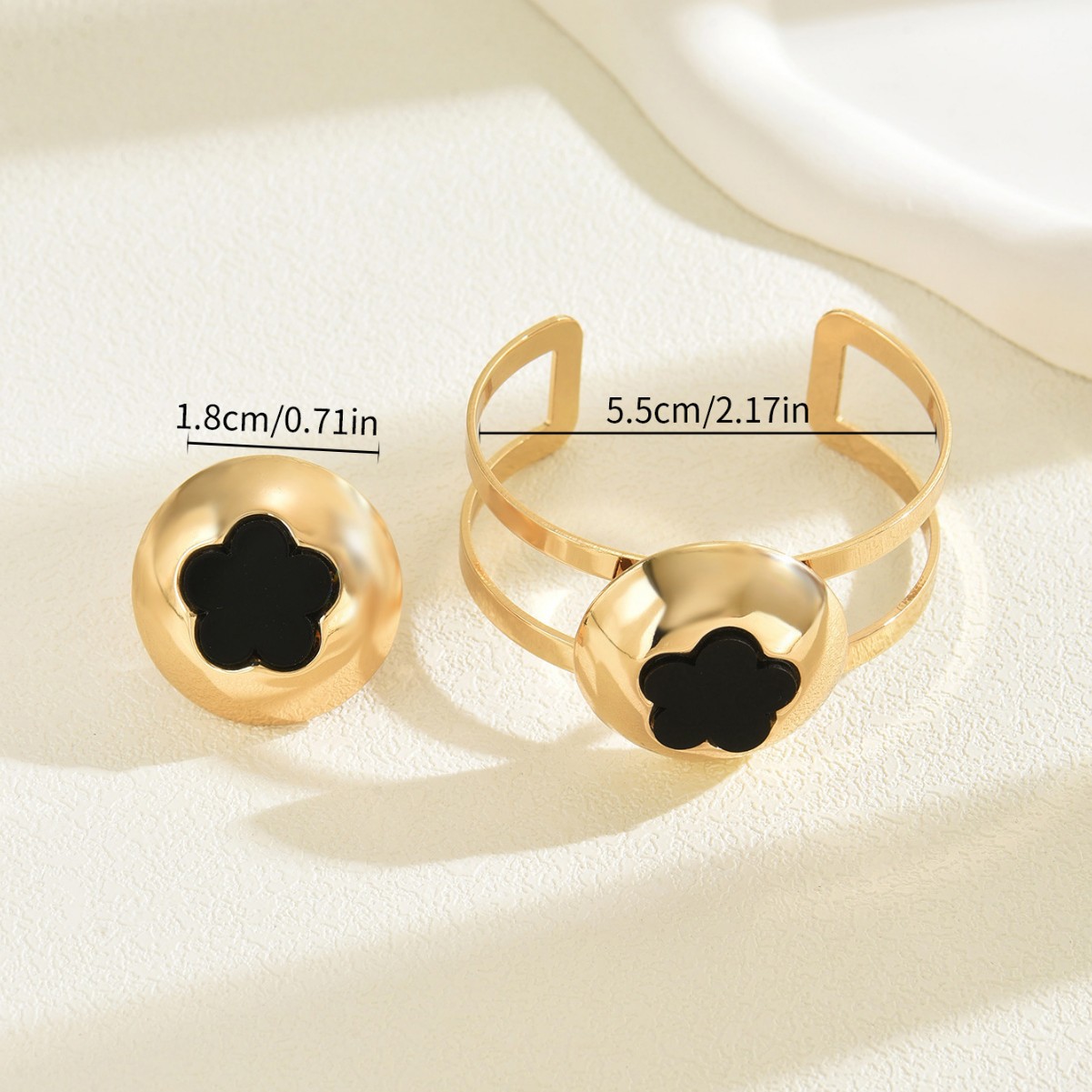 Plommonblomma armband och ring set för kvinnor elegant smyckeset_voghion.com