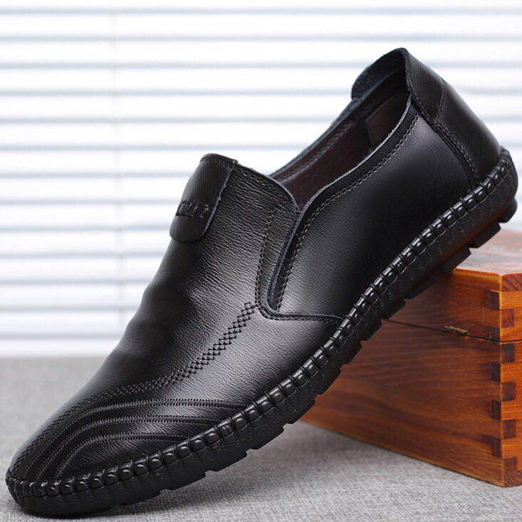 2025 Summer Casual Versatile Business Breathable Genuine Leather Slip-On Soft Sole Men's Shoes_vogvips.com
