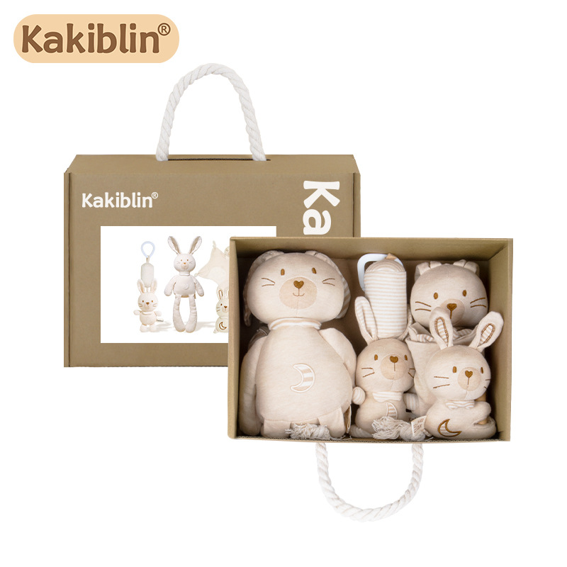 Kakiblin赤ちゃんなだめギフトボックスセット有機綿玩具新生児なだめ用品満月百日プレゼント
