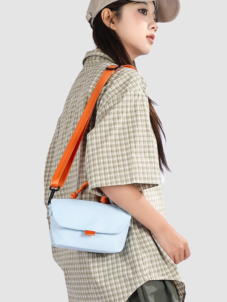 Simple Macaron-Colored Stylish Color-Block Nylon Small Square Bag