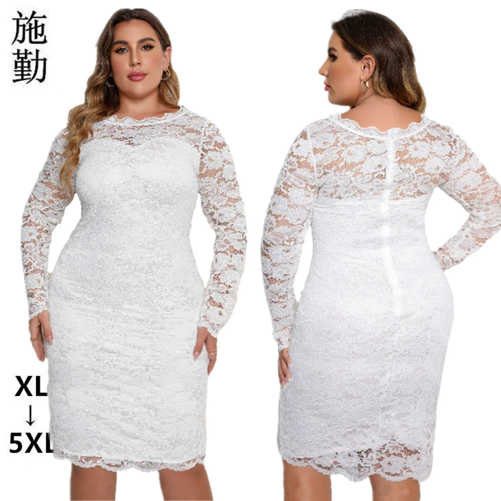 2025 Новинка! Сексуальное вечернее платье для полных женщин, короткое облегающее кружевное платье для трансграничной торговли в Европе и Америке, модель SQ0212