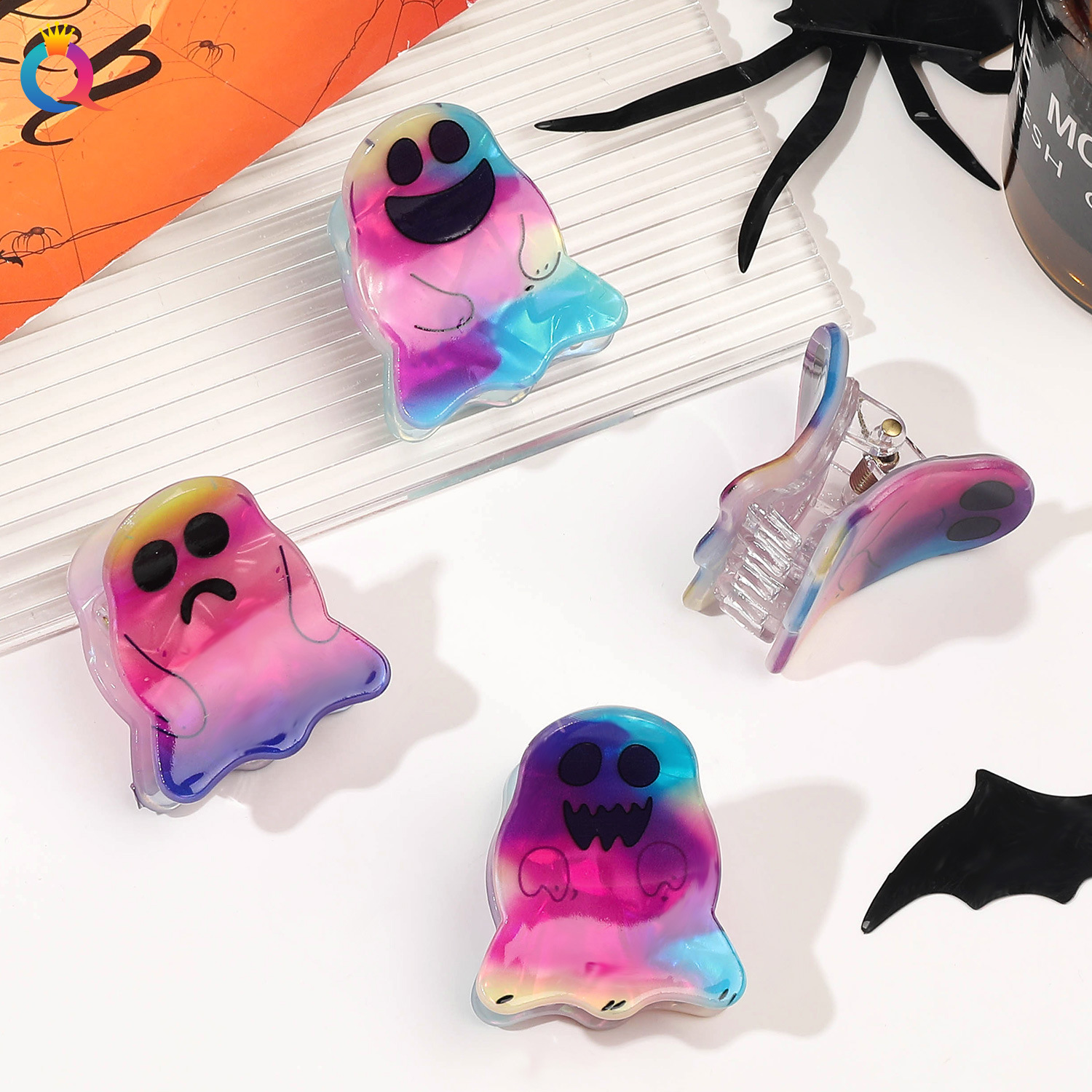 21g Weight Hair Claws Hair Accessories Type 1 Piece Quantity Holiday, Festival Occasion Arylic Material Halloween Festival ghost Pattern Women's Gender Cute Style Halloween Cute Women's Ghost Arylic Hair Claws 3
