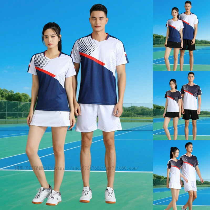 Quick-Drying Sweat-Absorbent Badminton Clothing Sports Suit V Neck Men's and Women's Short-Sleeved T-Shirt Competition Table Tennis Clothing Pants Volleyball Clothing Quick-Drying Sweat-Absorbent Badminton Clothing Sports Suit V Neck Men's and Women's Short-Sleeved T-Shirt Competition Table Tennis Clothing Pants Volleyball Clothing