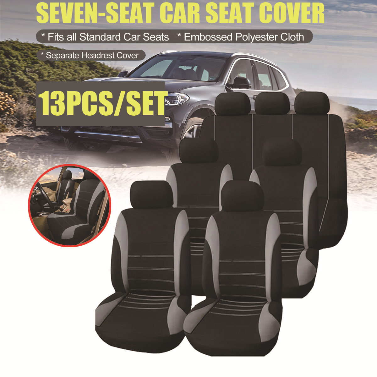New Hot-Selling Car Seat Covers for Seven-Seater Vehicles, Full Surround Seat Covers, All-Season Universal Car Seat Cushions Wholesale