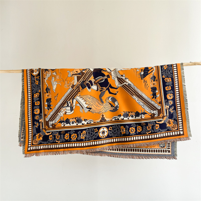 Neuer doppelseitiger Kaschmir-Schal mit Pferden, großer quadratischer Schal, vielseitiger, hochwertiger, warmer Geschenkschal für Ältere_voghion.com