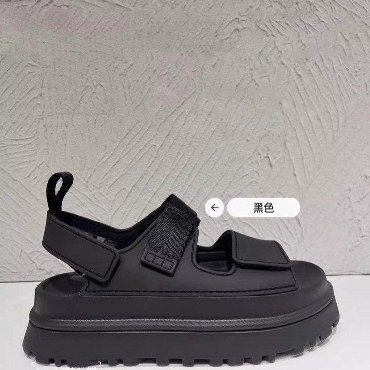 2025 Spring and Summer New Style Velcro Sponge Cake Thick Sole Increased Ultra-Light Comfortable Versatile Casual Open Toe Sandals for Women to Wear Outside
