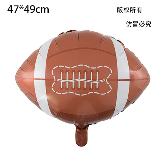 Juego de rugby temático globo casco trofeo de rugby post de portería decoración deportivo diseño de globo de aluminio