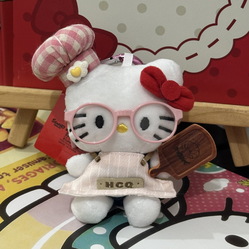 黑色草帽kitty帽宝宝挂件爱心扣公仔玩偶可爱赫本风挂饰钥匙扣|undefined