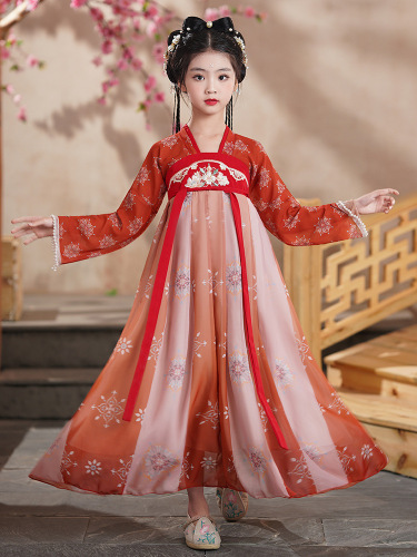 Girls Hanfu Summer  New Ancient Style Super Fairy Children's Dress Ancient Costume Princess Dress Classical Dance Performance Costume