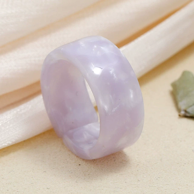 Кольцо (Korea ACC) Acrylic One-Size Chunky Ring для указательного пальца, цветной мраморный узор