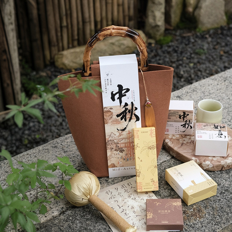 袋手提国风中秋礼盒空盒68毛毡新款粒月饼礼盒创意粒装伴手礼现货|undefined