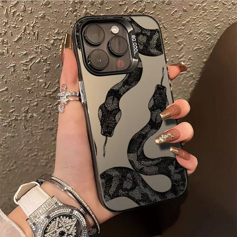 Nueva funda para teléfono móvil iphone16 aplicable europea y americana 11 Apple 15promax/14 Dark Snake 13pro12 personalidad