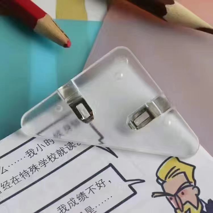 Clipe triangular transparente de papelería de color clipe de esquina de archivo de papel de prueba de almacenamiento clipe de facturas de oficina clipe de sellado creativo nórdico