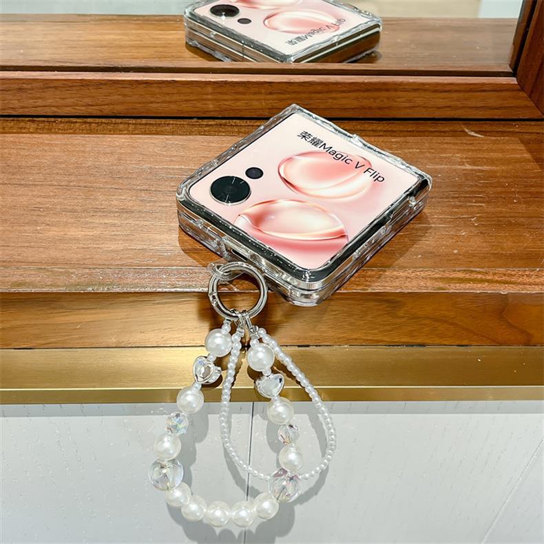 Transparent Folding Phone Case For Honor Magic V Flip With Bracelet_voghion.com