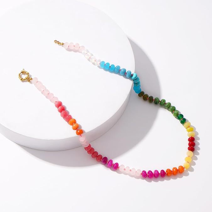 15g Weight Lobster Trigger Clasp Closure Clasp Closure Type Necklace Classification Beaded Chain Chain Type 1 Piece Quantity Daily, Street Occasion natural stone Material Geometric Pattern Women's Gender Simple Style Style Simple Style Geometric Natural Stone Beaded Chain Necklace 19