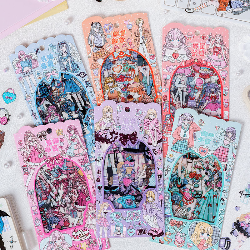 Dimensión de amor amor amoroso corazón de una niña transparente pegatinas impermeables para mascotas diy contabilidad manual diario material de decoración pegatinas animadas dibujos animados