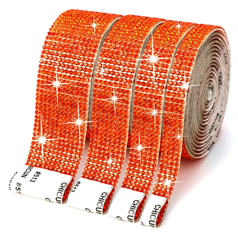 Self-Adhesive Rhinestone Strip, Custom DIY Diamond Sticker, 2–15 rows, Multiple Colors