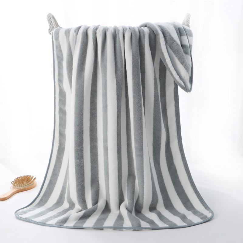 Toalla de baño absorbente extra grande casa de baños para adultos Toalla grande a rayas suave y cómoda Toalla de playa multicolor de terciopelo coral