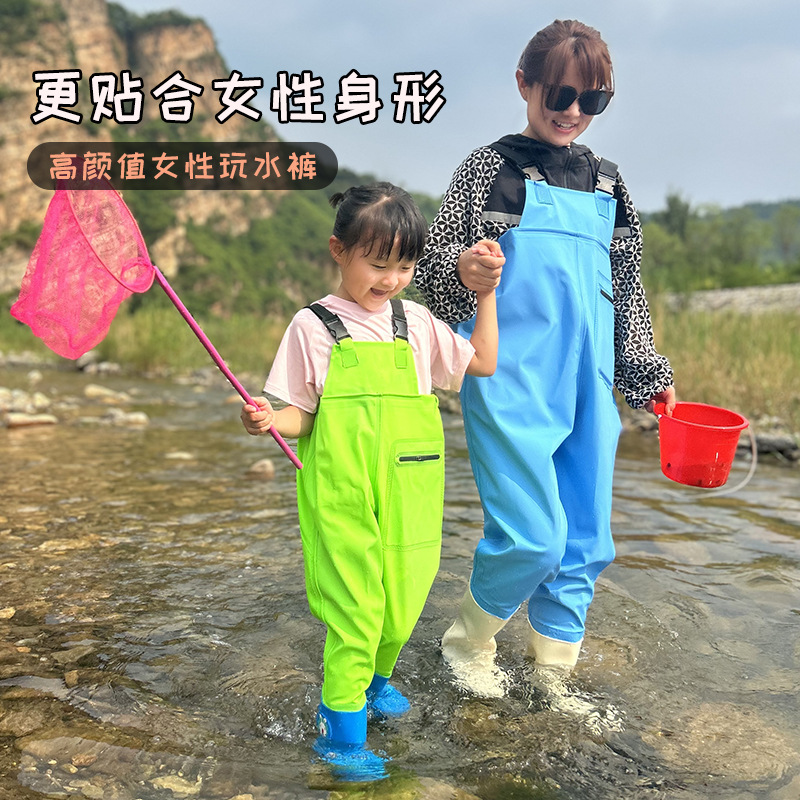 Children's Waterproof Overalls for Playing in the Sea, Full-Body Waterproof Rain Pants with Suspenders for Elementary School Students