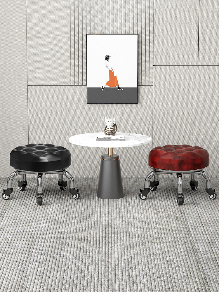 家用美縫凳子滑輪矮凳椅子兒童帶娃學步凳旋轉美甲修腳矮凳圓凳榕