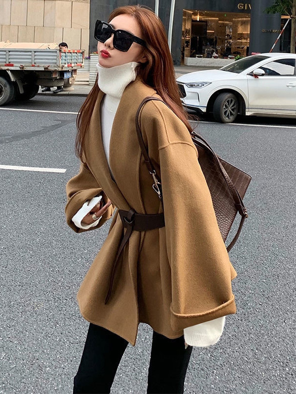 特大码风衣外套女300斤胖mm春秋呢子大衣毛呢外套洋气斗篷上衣潮|undefined