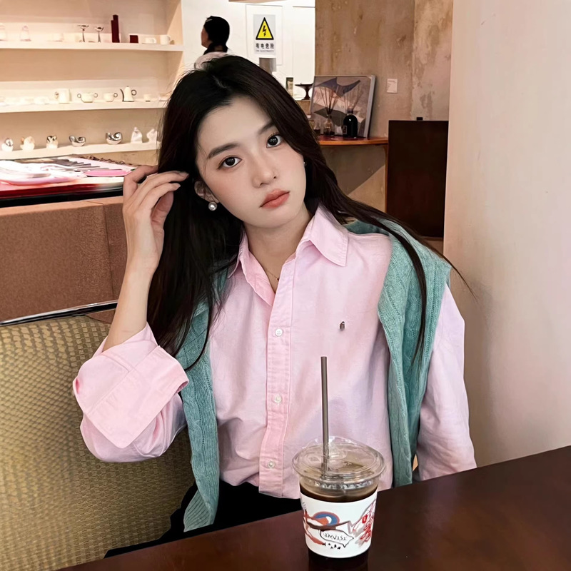 High Version Rl Raff Pure Colorful Casual Shirt Women's Colorfulful Pony Logo Embroidered Top Fashionable Oxford Shirt